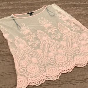 Forever 21 top, peach color, sheer, sleeveless, M